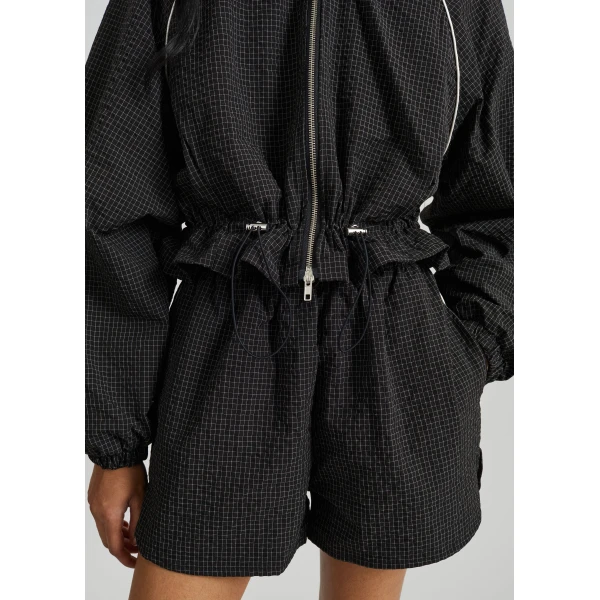 The Frankie Shop Arizona Seersucker Track Shorts – Checked Black, view 5
