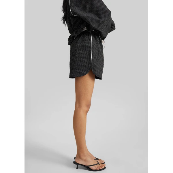 The Frankie Shop Arizona Seersucker Track Shorts – Checked Black, view 6
