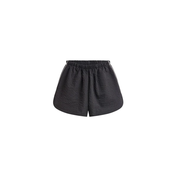 The Frankie Shop Arizona Seersucker Track Shorts - Checked Black - Oversized Minimalist Shorts in Multicolour - Shop at Coveti