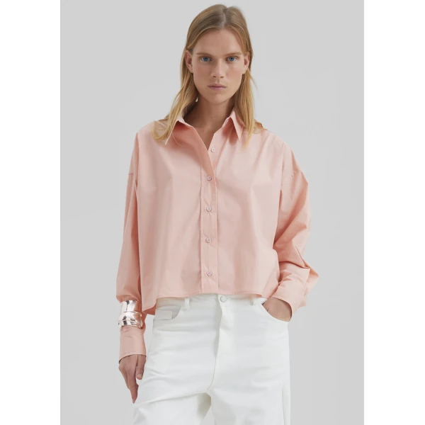 The Frankie Shop Arlen Cotton Boxy Shirt – Faded Pink, view 2