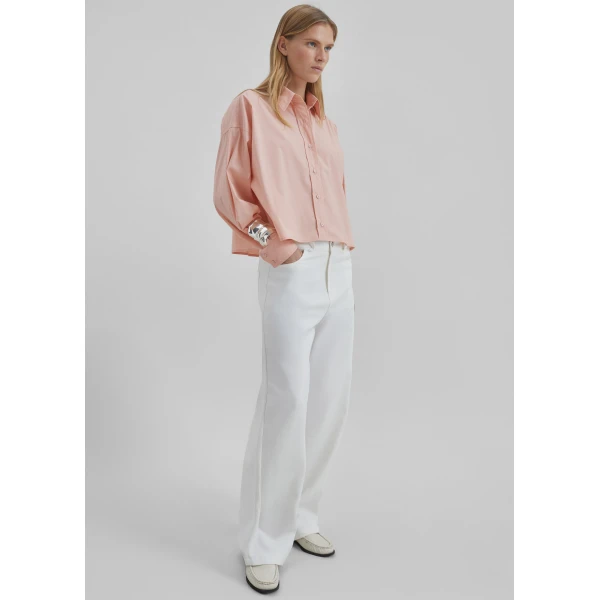 The Frankie Shop Arlen Cotton Boxy Shirt – Faded Pink, view 3