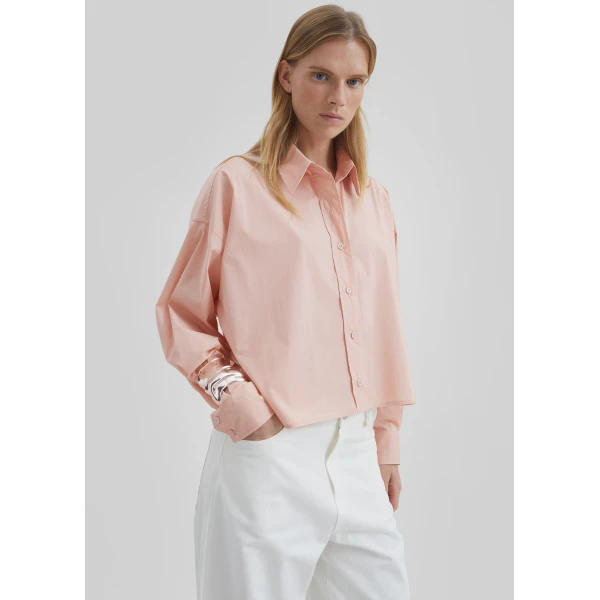 The Frankie Shop Arlen Cotton Boxy Shirt – Faded Pink, view 4