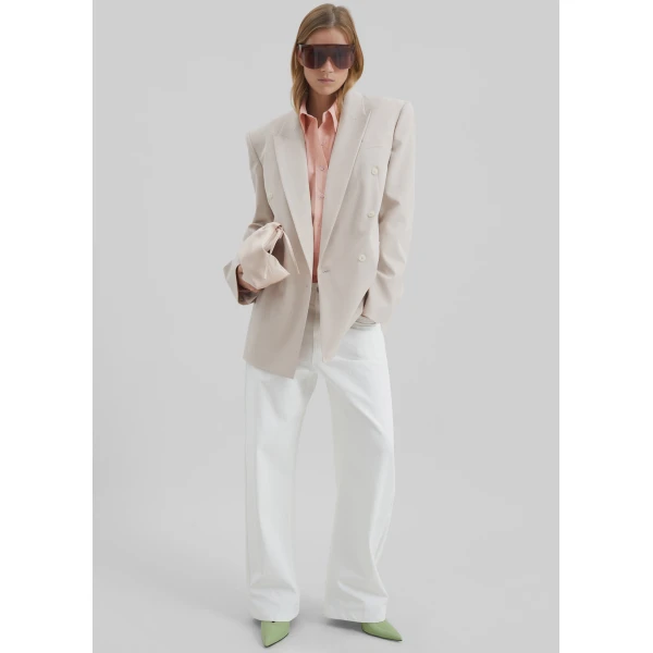 The Frankie Shop Arlen Cotton Boxy Shirt – Faded Pink, view 5