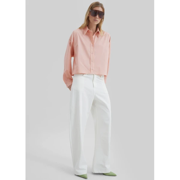 The Frankie Shop Arlen Cotton Boxy Shirt – Faded Pink, view 6
