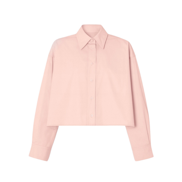 The Frankie Shop Arlen Cotton Boxy Shirt - Faded Pink - Oversized Minimalist Tops in Pink - Shop at Coveti