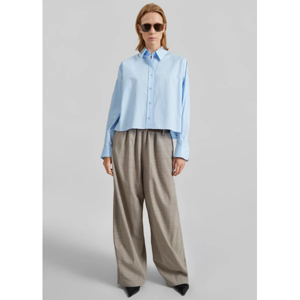 The Frankie Shop Arlen Cotton Boxy Shirt – Light Blue, view 4