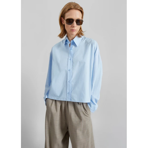 The Frankie Shop Arlen Cotton Boxy Shirt – Light Blue, view 5