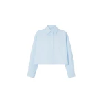 The Frankie Shop Arlen Cotton Boxy Shirt - Light Blue - Oversized Minimalist Tops in Blue - Shop at Coveti