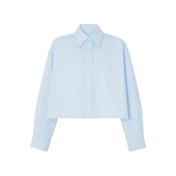 The Frankie Shop Arlen Cotton Boxy Shirt - Light Blue - Oversized Minimalist Tops in Blue - Shop at Coveti