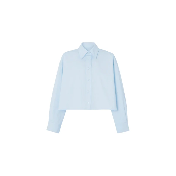 The Frankie Shop Arlen Cotton Boxy Shirt - Light Blue - Oversized Minimalist Tops in Blue - Shop at Coveti