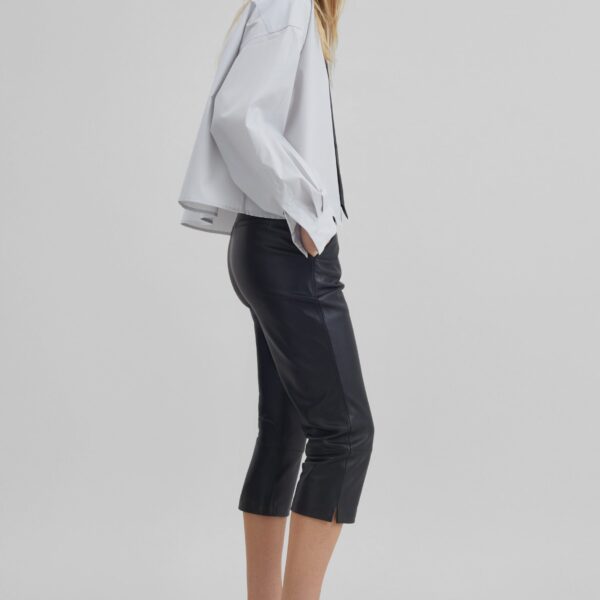 The Frankie Shop Arlen Cotton Boxy Shirt - Slate Grey - Oversized Minimalist Tops in Grey - Shop at Coveti
