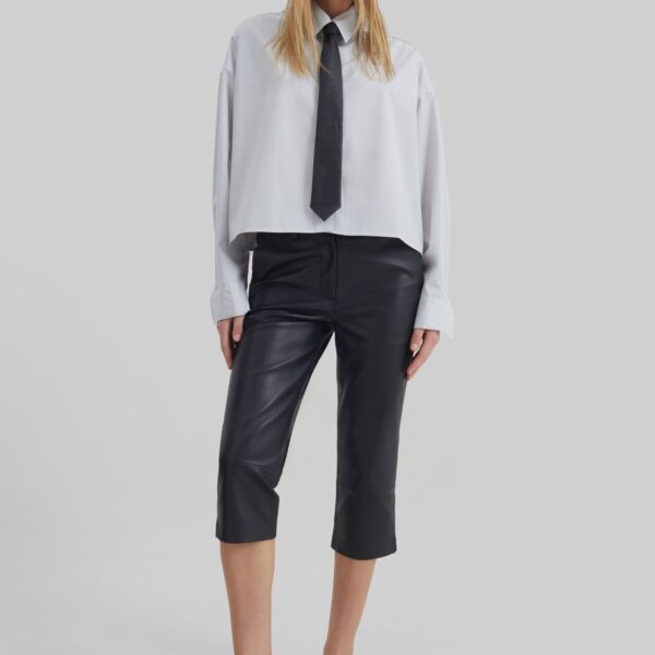 The Frankie Shop Arlen Cotton Boxy Shirt - Slate Grey - Oversized Minimalist Tops in Grey - Shop at Coveti