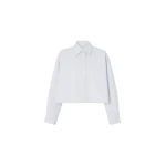 The Frankie Shop Arlen Cotton Boxy Shirt - Slate Grey - Oversized Minimalist Tops in Grey - Shop at Coveti