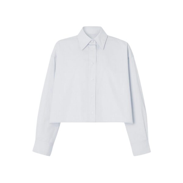 The Frankie Shop Arlen Cotton Boxy Shirt - Slate Grey - Oversized Minimalist Tops in Grey - Shop at Coveti