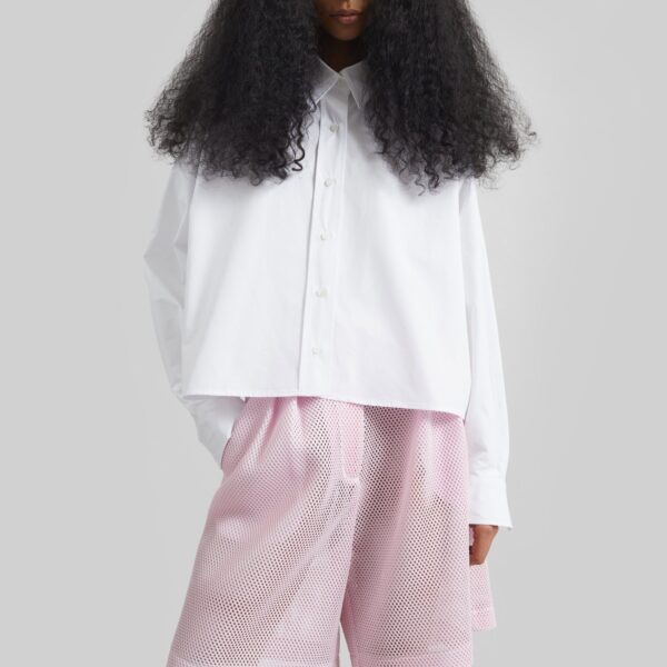 The Frankie Shop Arlen Cotton Boxy Shirt - White - Oversized Minimalist Tops in White - Shop at Coveti