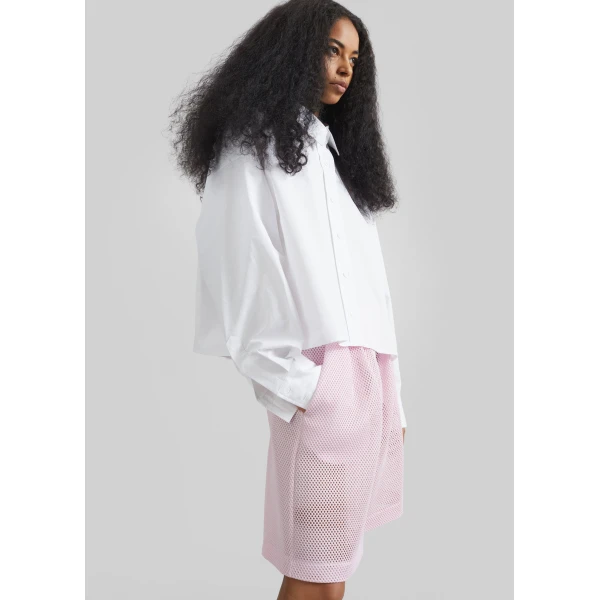 The Frankie Shop Arlen Cotton Boxy Shirt – White, view 4