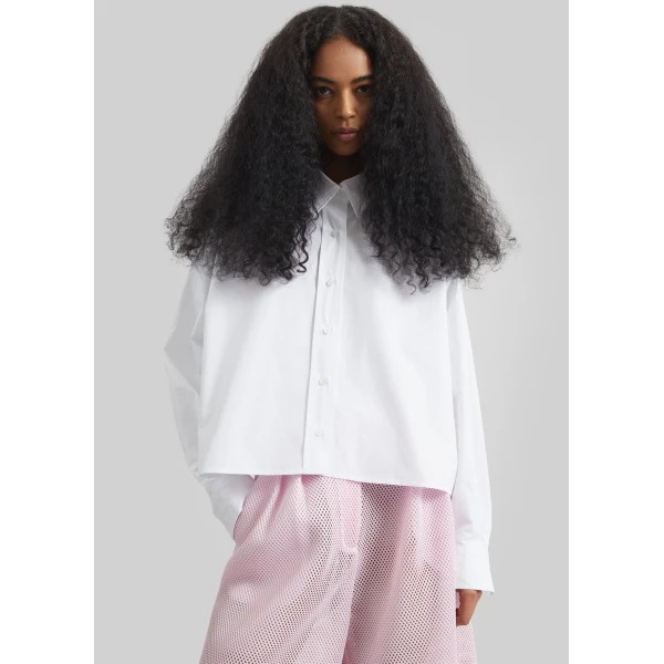 The Frankie Shop Arlen Cotton Boxy Shirt – White, view 5