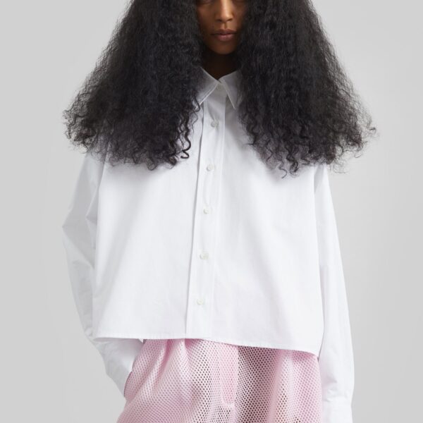 The Frankie Shop Arlen Cotton Boxy Shirt - White - Oversized Minimalist Tops in White - Shop at Coveti