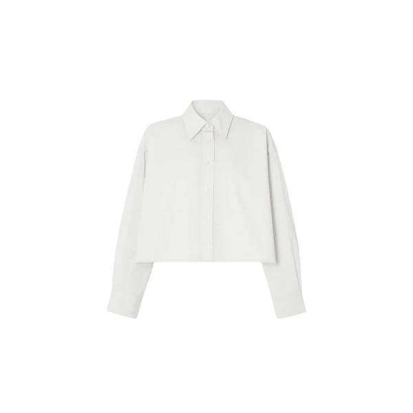 The Frankie Shop Arlen Cotton Boxy Shirt - White - Oversized Minimalist Tops in White - Shop at Coveti