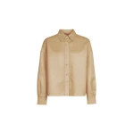 The Frankie Shop Arlen Satin Boxy Shirt - Beige - Oversized Minimalist Tops in Beige - Shop at Coveti