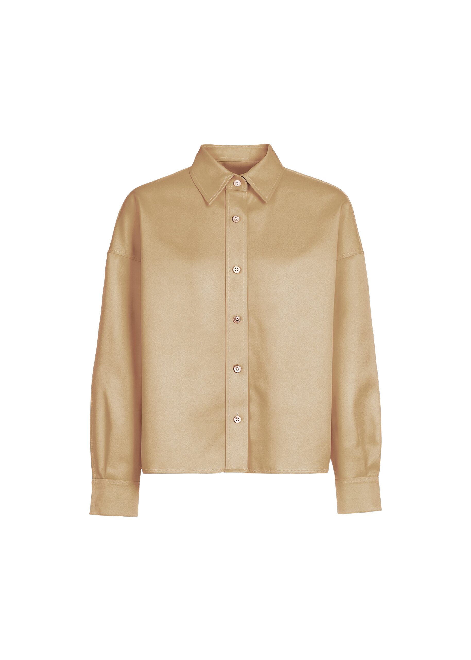 The Frankie Shop Arlen Satin Boxy Shirt – Beige