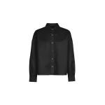 The Frankie Shop Arlen Satin Boxy Shirt - Black - Oversized Minimalist Tops in Black - Shop at Coveti