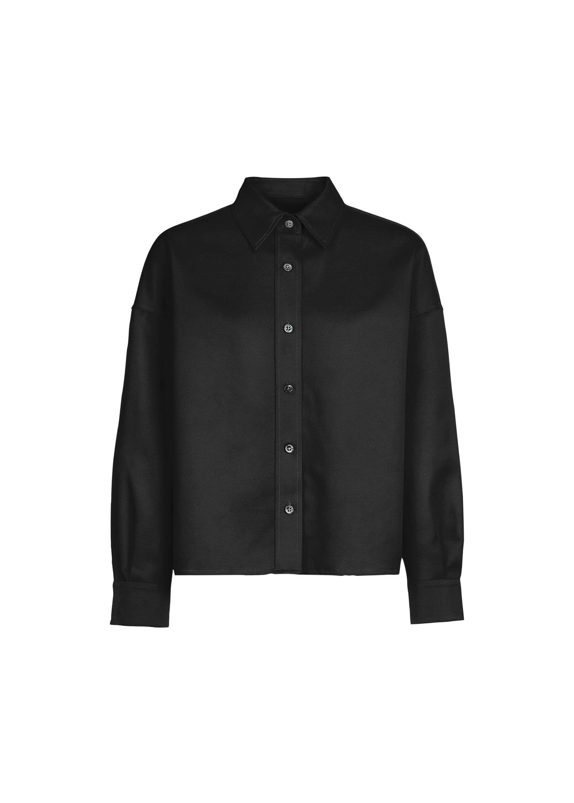 The Frankie Shop Arlen Satin Boxy Shirt – Black