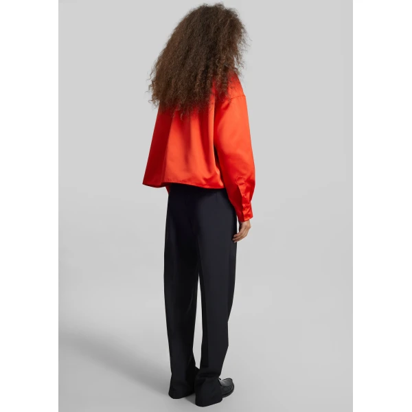 The Frankie Shop Arlen Satin Boxy Shirt – Coral Red, view 6