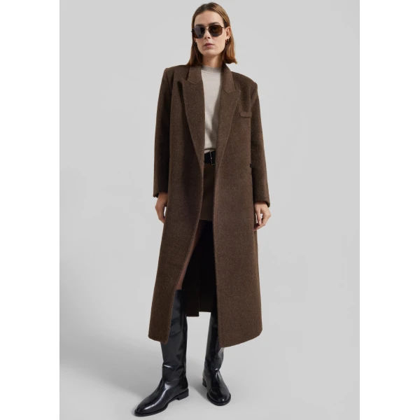 The Frankie Shop Arlene Wool Belted Coat – Brown, view 2