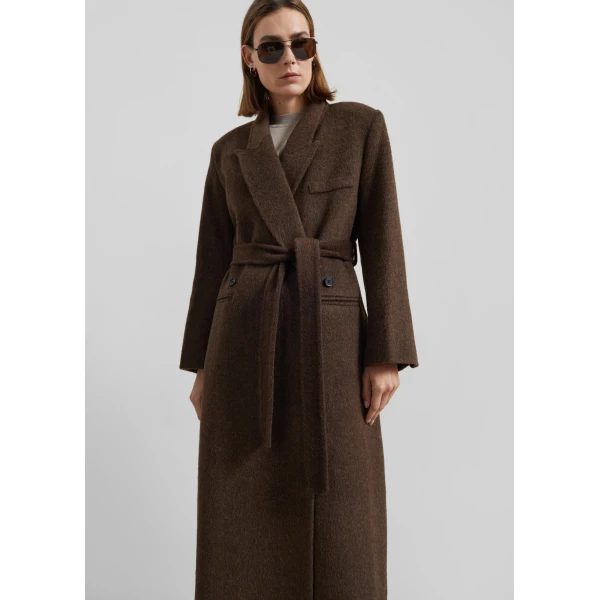 The Frankie Shop Arlene Wool Belted Coat – Brown, view 6