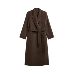 The Frankie Shop Arlene Wool Belted Coat - Brown - Oversized Minimalist Coats in Beige - Shop at Coveti