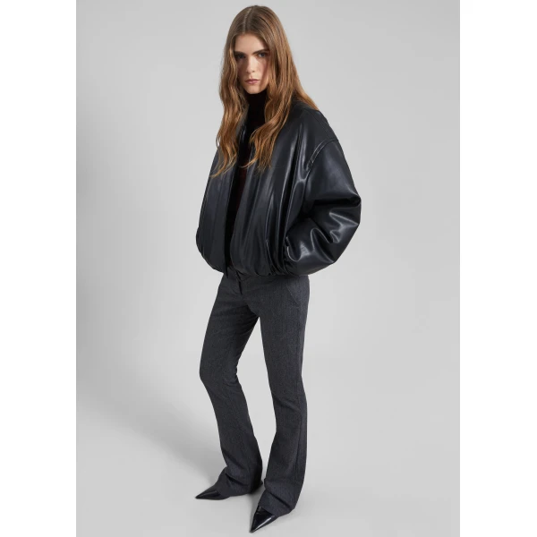 The Frankie Shop Arolla Faux Leather Draped Jacket – Black, view 6