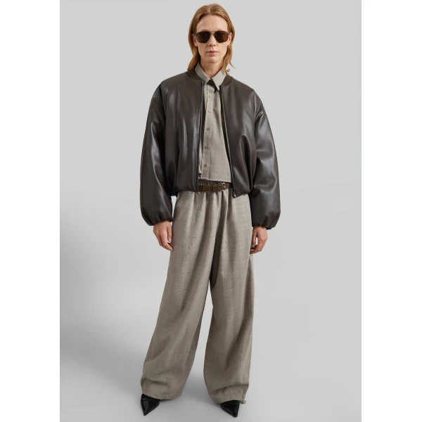 The Frankie Shop Arolla Faux Leather Draped Jacket – Brown, view 3