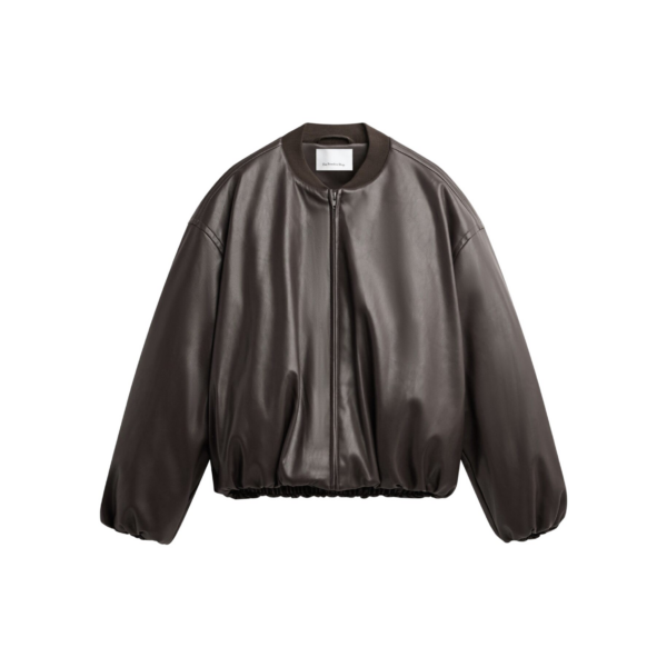 The Frankie Shop Arolla Faux Leather Draped Jacket - Brown - Oversized Minimalist Jackets in Beige - Shop at Coveti