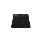 The Frankie Shop Arosa Belted Mini Skirt - Black - Oversized Minimalist Skirts in Black - Shop at Coveti