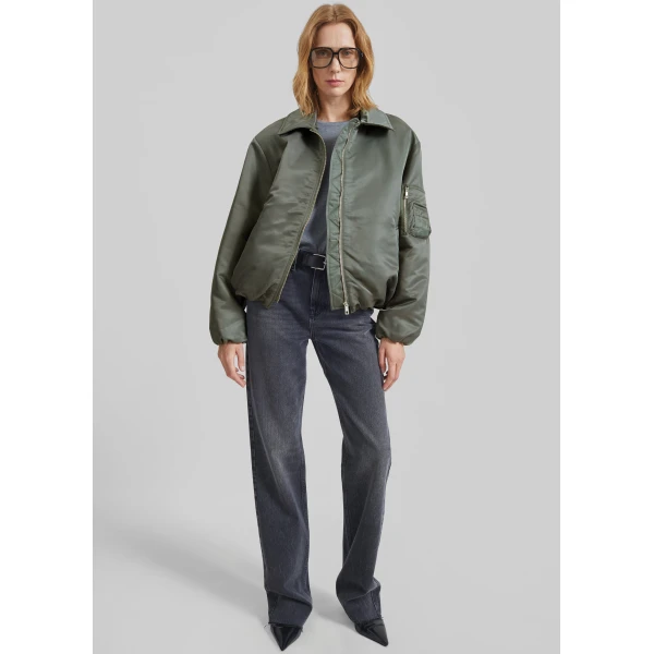 The Frankie Shop Arslev Bomber Jacket – Pale Olive, view 3