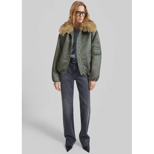 The Frankie Shop Arslev Bomber Jacket – Pale Olive, view 5