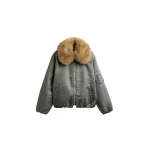 The Frankie Shop Arslev Bomber Jacket - Pale Olive - Oversized Minimalist Jackets in Green - Shop at Coveti