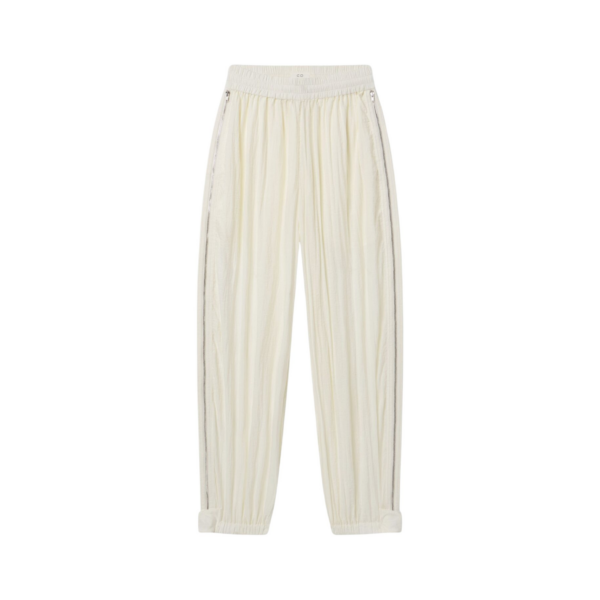 The Frankie Shop Articulated Vented Pants - Milk - Oversized Minimalist Pants in White - Shop at Coveti
