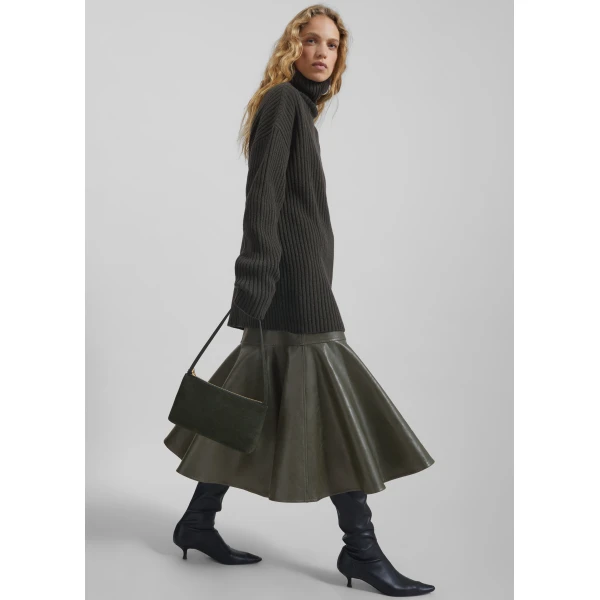 The Frankie Shop Arvika Faux Leather Mermaid Skirt – Dark Olive, view 2