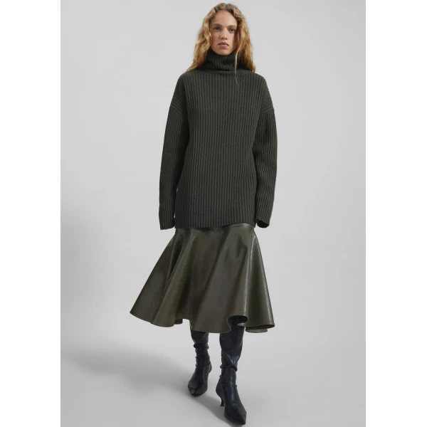 The Frankie Shop Arvika Faux Leather Mermaid Skirt – Dark Olive, view 6