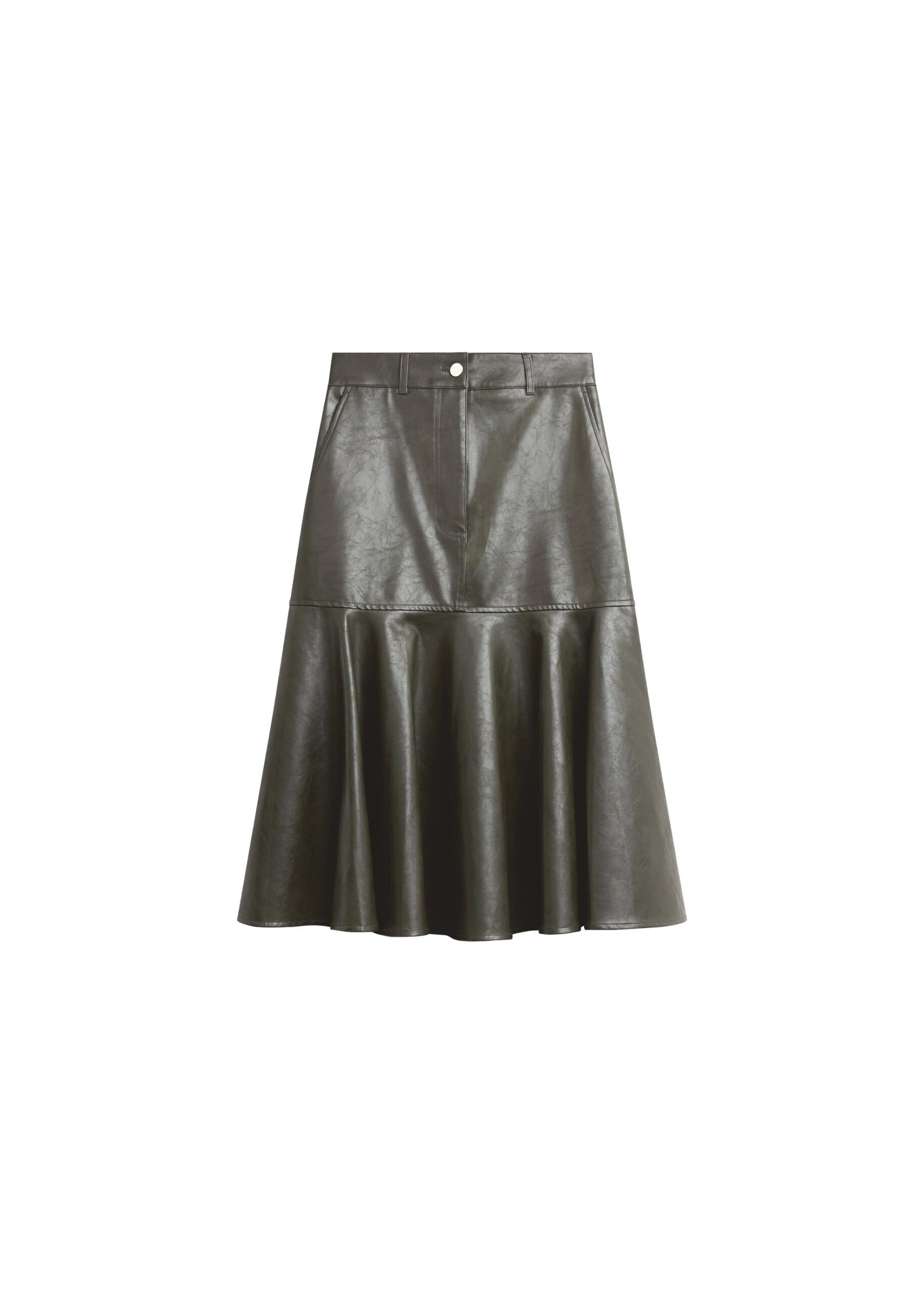 The Frankie Shop Arvika Faux Leather Mermaid Skirt – Dark Olive