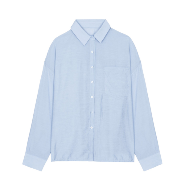 The Frankie Shop Ascain Fluid Shirt - Sky Blue - Oversized Minimalist Tops in Blue - Shop at Coveti
