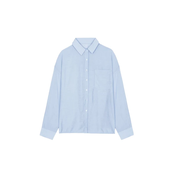 The Frankie Shop Ascain Fluid Shirt - Sky Blue - Oversized Minimalist Tops in Blue - Shop at Coveti