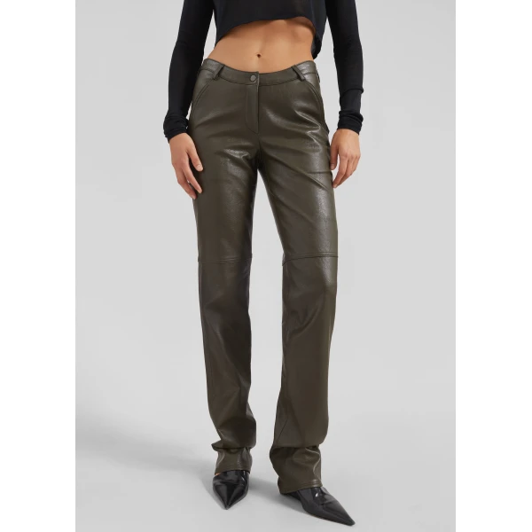 The Frankie Shop Ascona Faux Leather Pants – Dark Olive, view 4