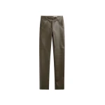 The Frankie Shop Ascona Faux Leather Pants - Dark Olive - Oversized Minimalist Pants in Green - Shop at Coveti