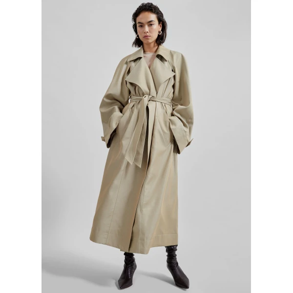 The Frankie Shop Astoria Cut-Out Raglan Sleeve Trench Coat – Beige, view 4