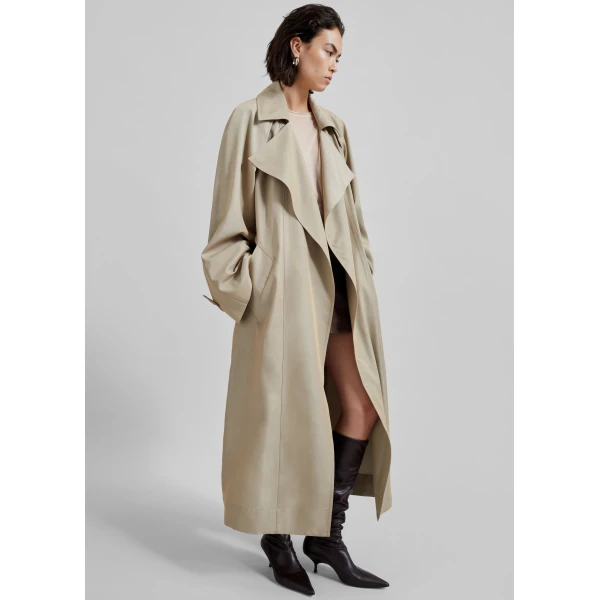 The Frankie Shop Astoria Cut-Out Raglan Sleeve Trench Coat – Beige, view 5