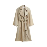 The Frankie Shop Astoria Cut-Out Raglan Sleeve Trench Coat - Beige - Oversized Minimalist Coats in Beige - Shop at Coveti