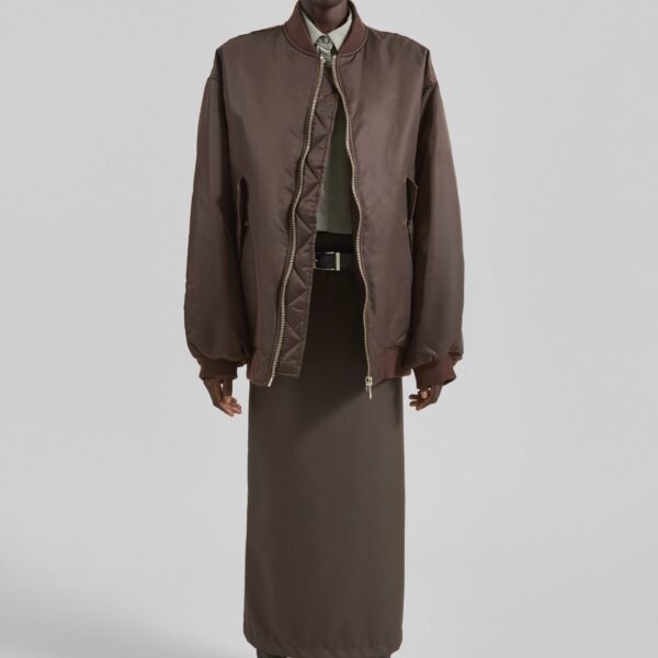 The Frankie Shop Astra Bomber Jacket - Brown - Oversized Minimalist Jackets in Beige - Shop at Coveti